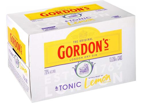 product image for Gordons and Tonic 7% 250mL Can 12 Pack