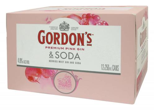 product image for Gordons Pink and Soda 4% 250mL Cans 12 Pack